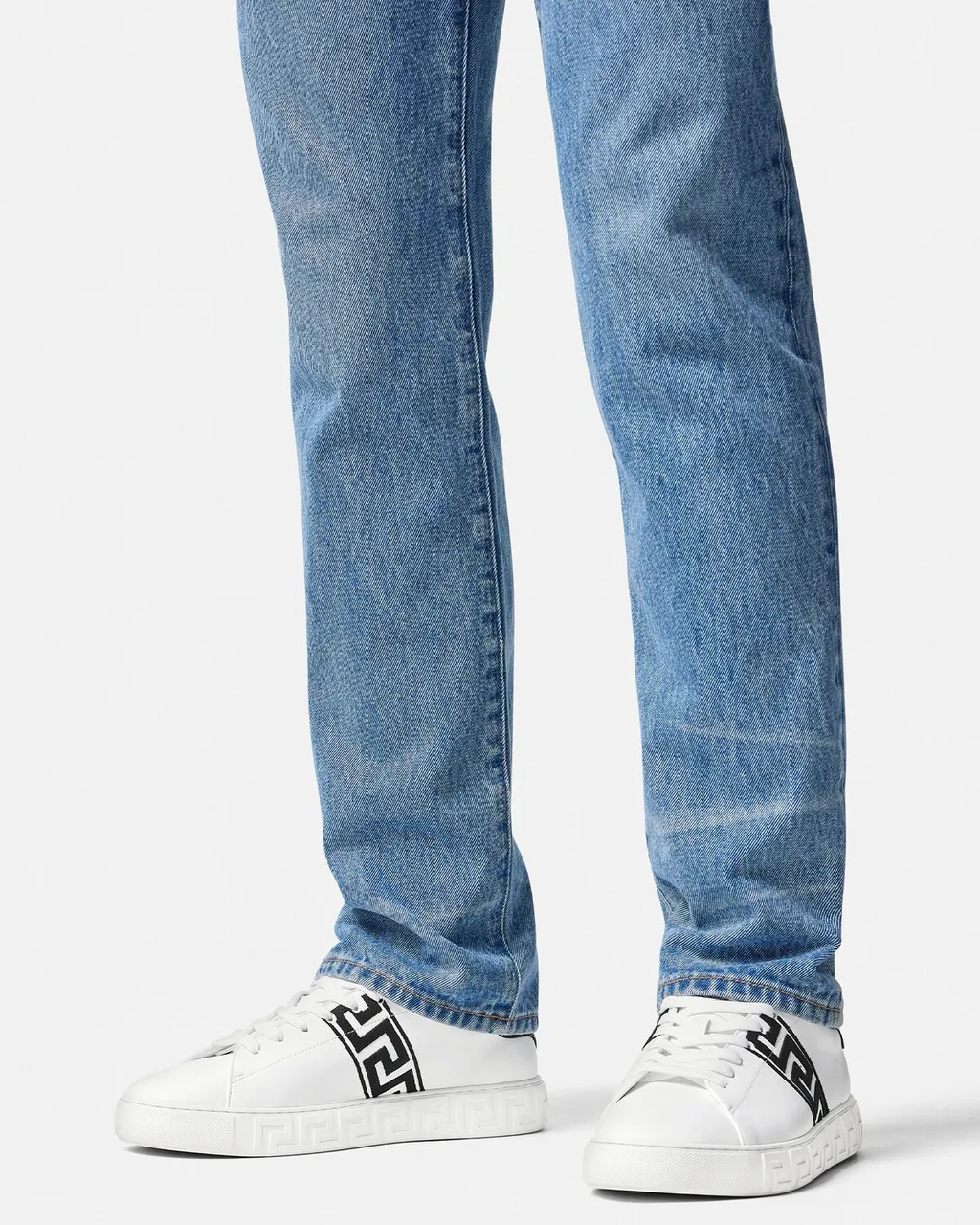 Greca Embroidered Lace-Up Sneakers