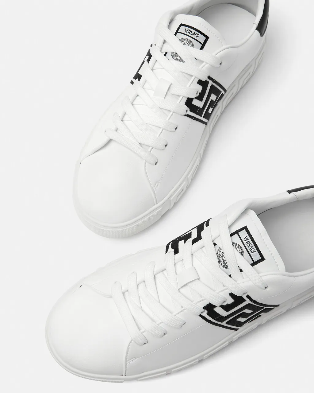 Greca Embroidered Lace-Up Sneakers
