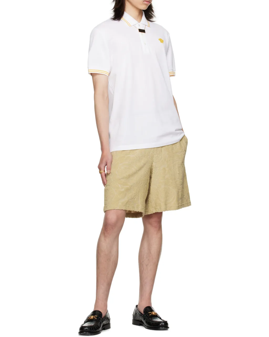 Medusa-Embroidered Short-Sleeved Polo Shirt