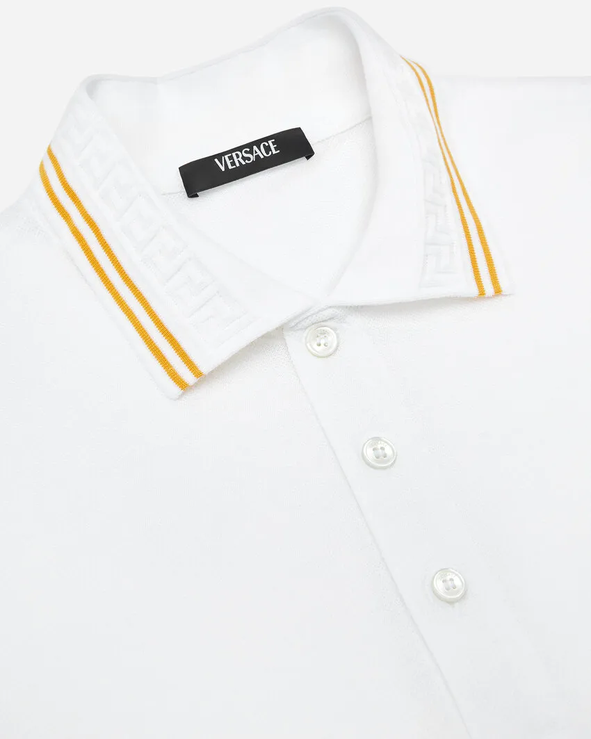 Medusa-Embroidered Short-Sleeved Polo Shirt