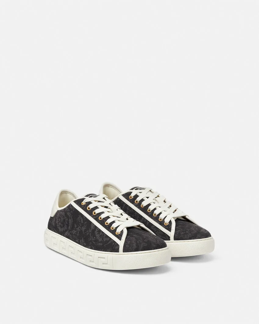 Barocco Greca Jacquard Lace-Up Sneakers