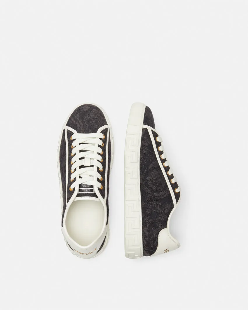Barocco Greca Jacquard Lace-Up Sneakers