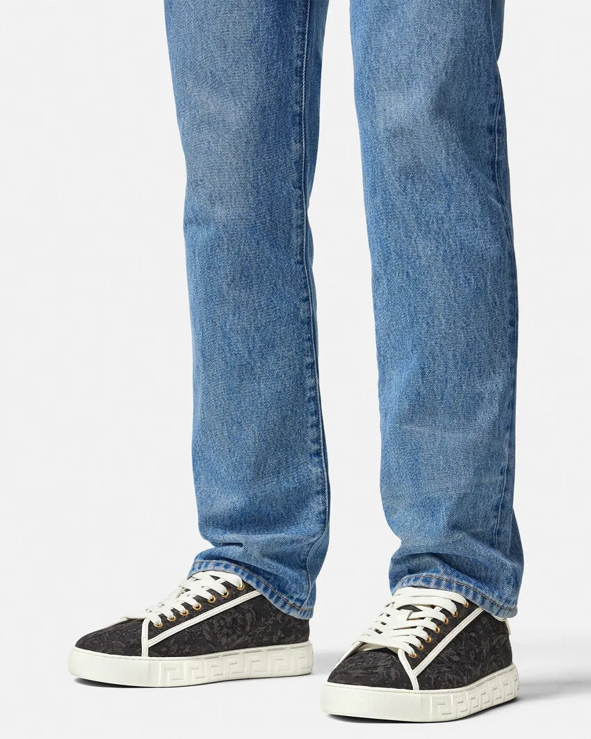 Barocco Greca Jacquard Lace-Up Sneakers