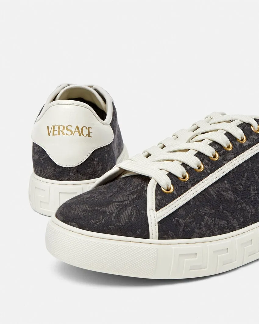 Barocco Greca Jacquard Lace-Up Sneakers