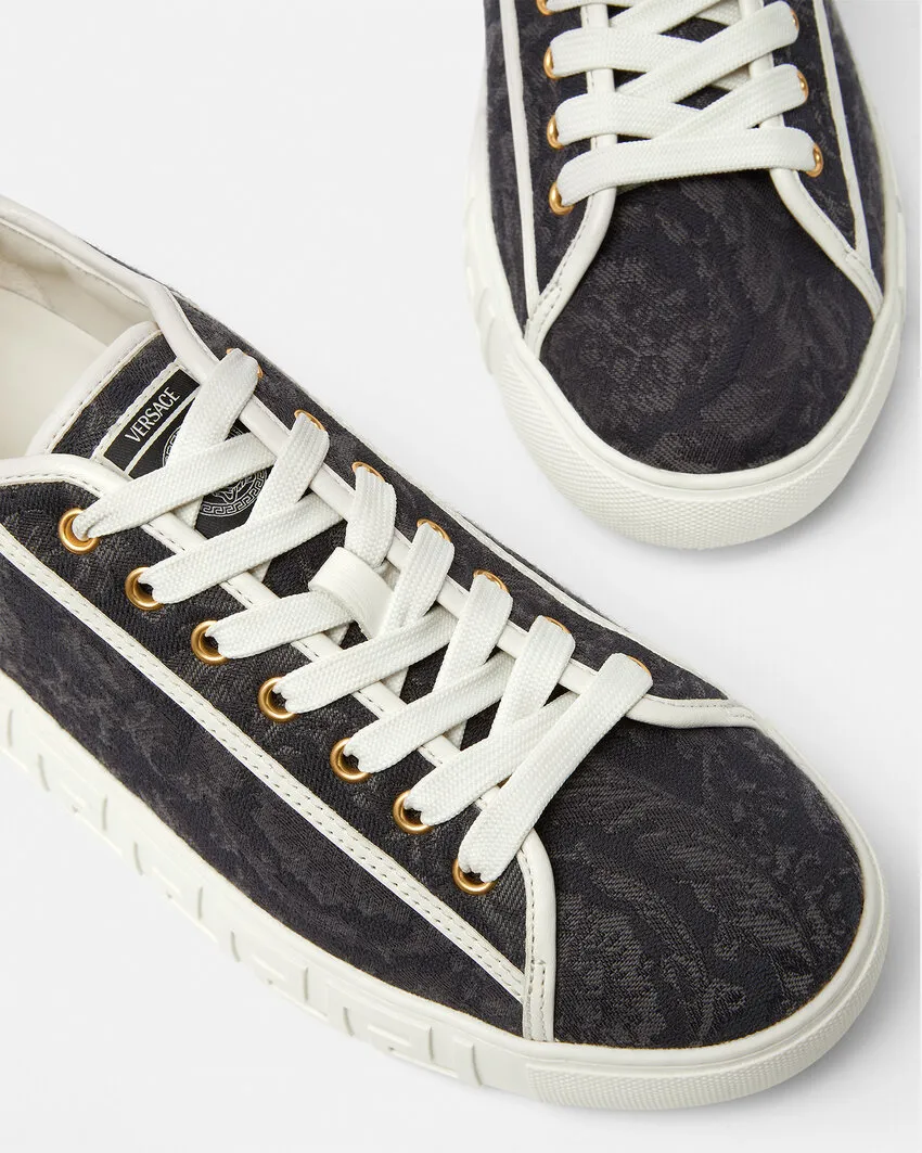 Barocco Greca Jacquard Lace-Up Sneakers