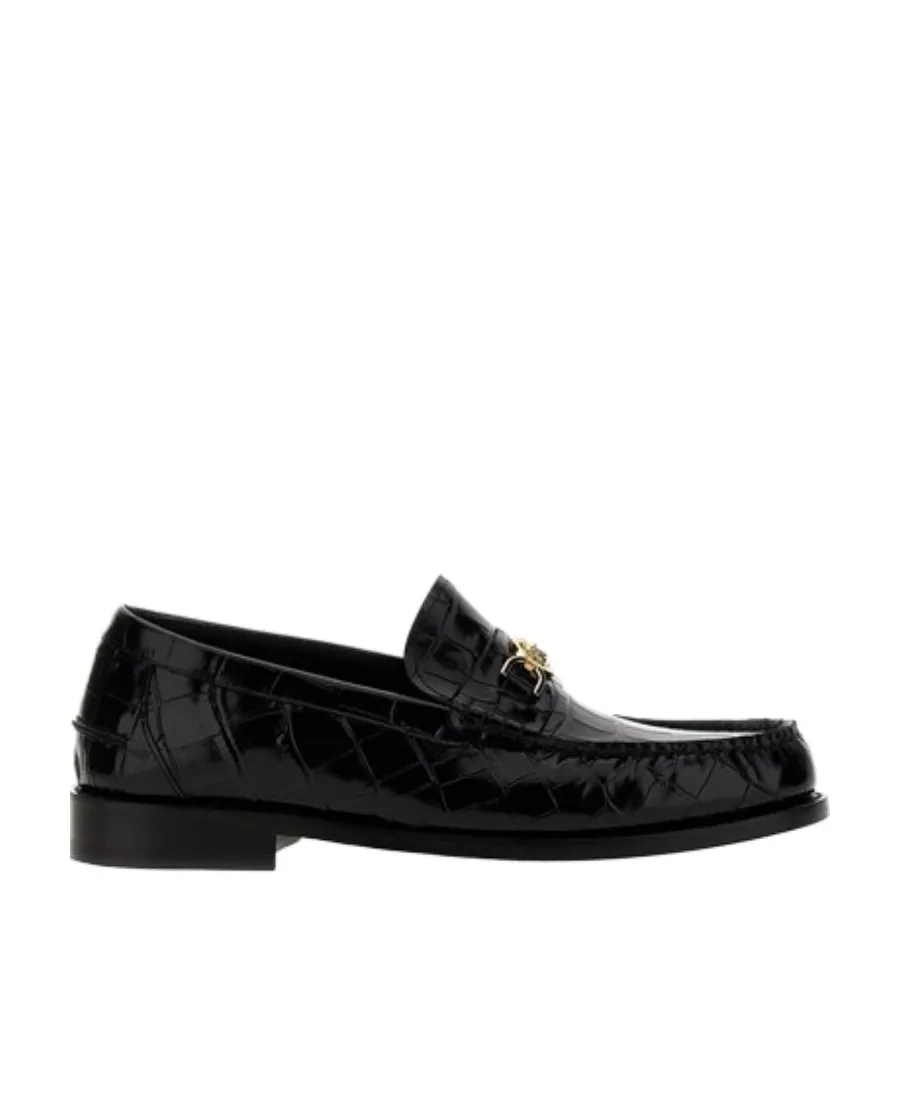 Medusa Embossed Slip-On Loafers