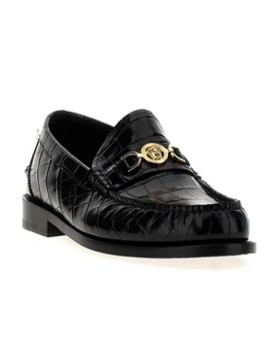 Medusa Embossed Slip-On Loafers