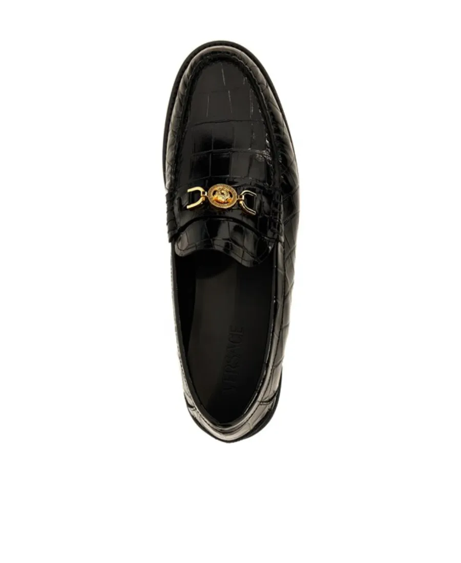 Medusa Embossed Slip-On Loafers