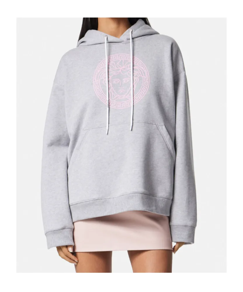Medusa Motif Drawstring Hoodie