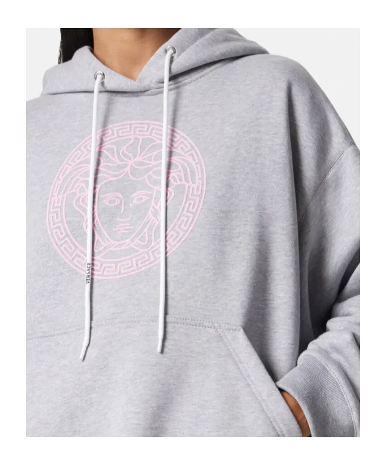 Medusa Motif Drawstring Hoodie