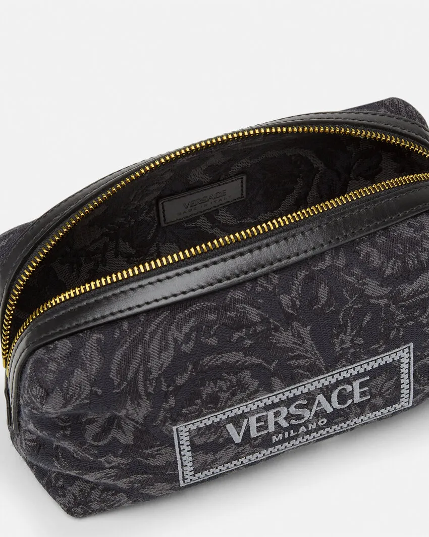 Logo-Embroidered Jacquard Zip-Up Toiletry Bag