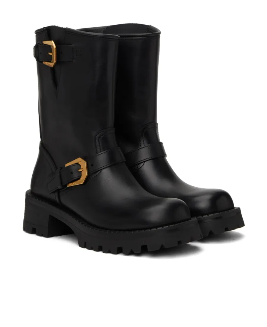 Pin Buckle Ankle Boots