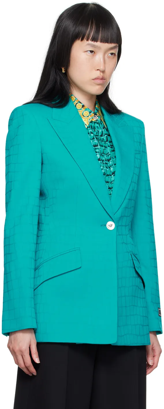 Crocodile-Effect Single-Breasted Blazer