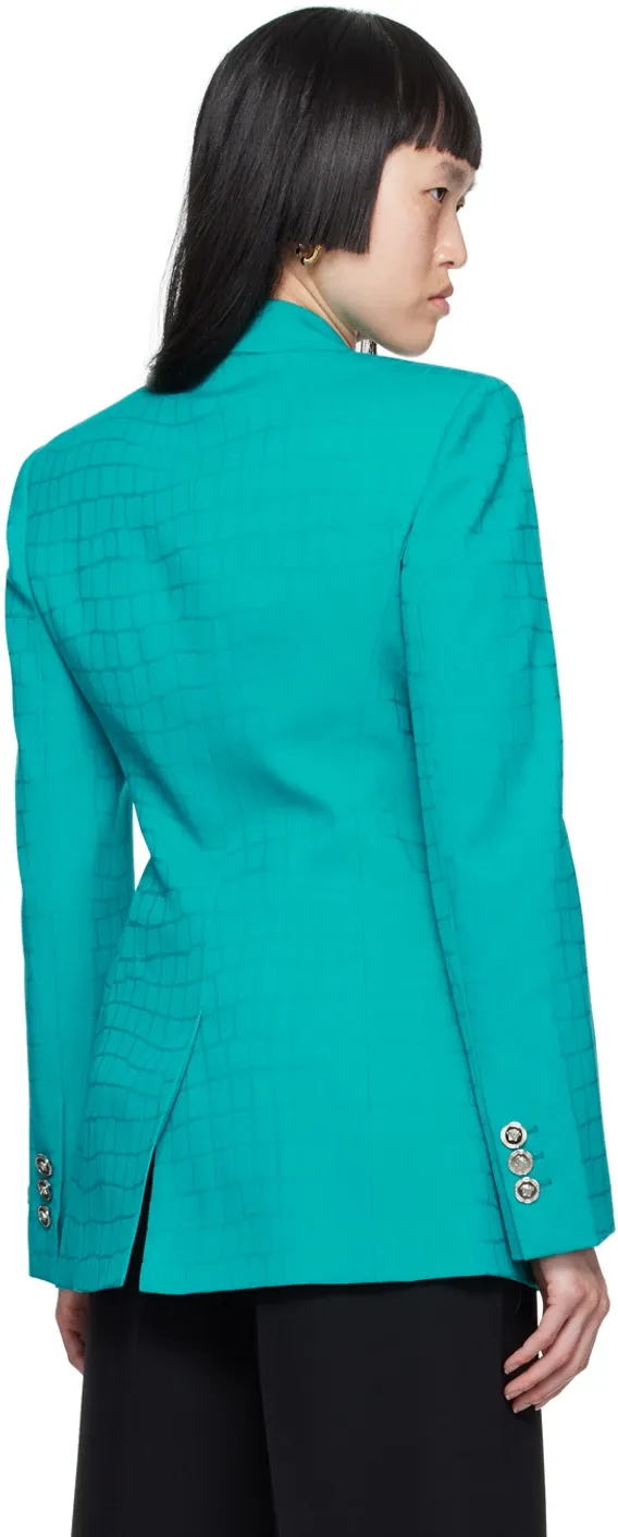 Crocodile-Effect Single-Breasted Blazer