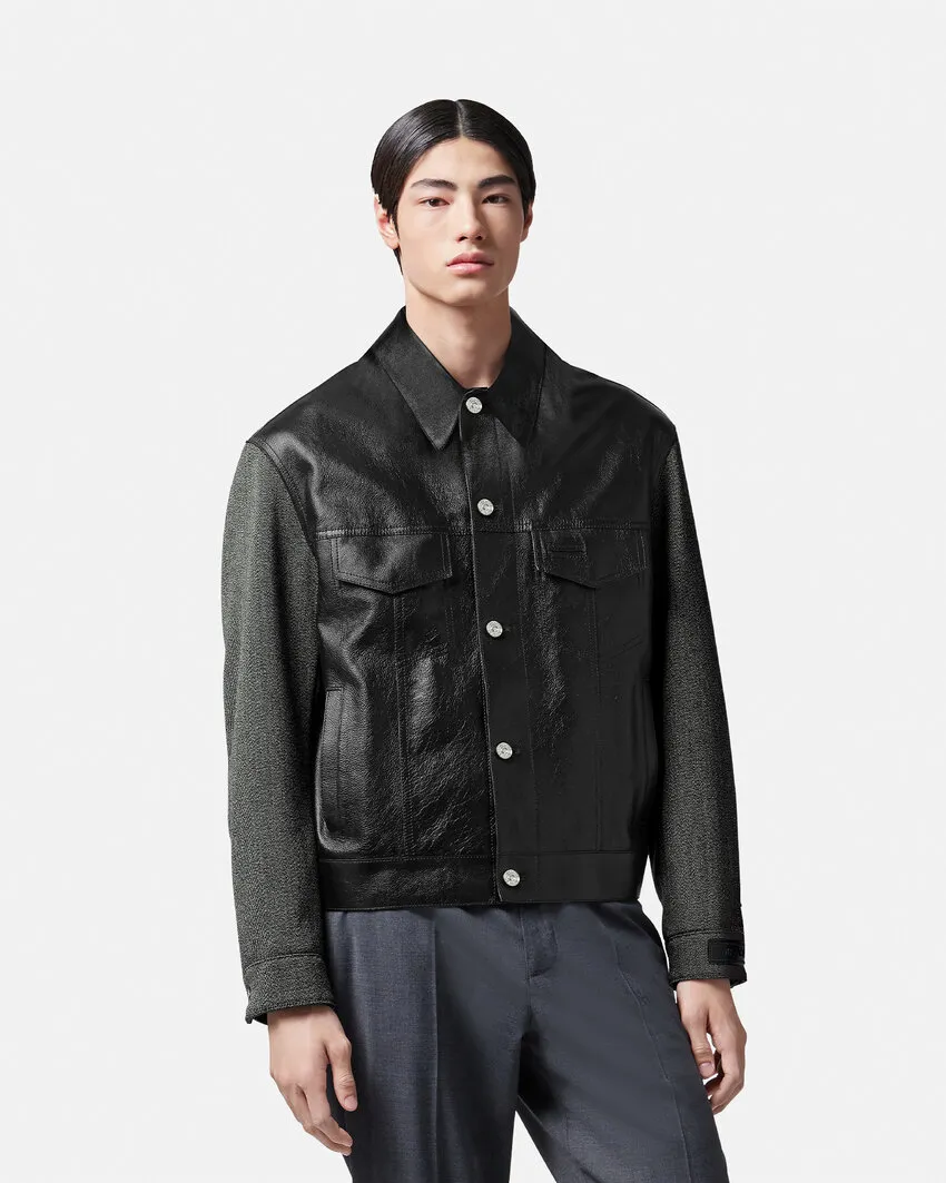 Logo-Patch Panelled Buttoned Jacket