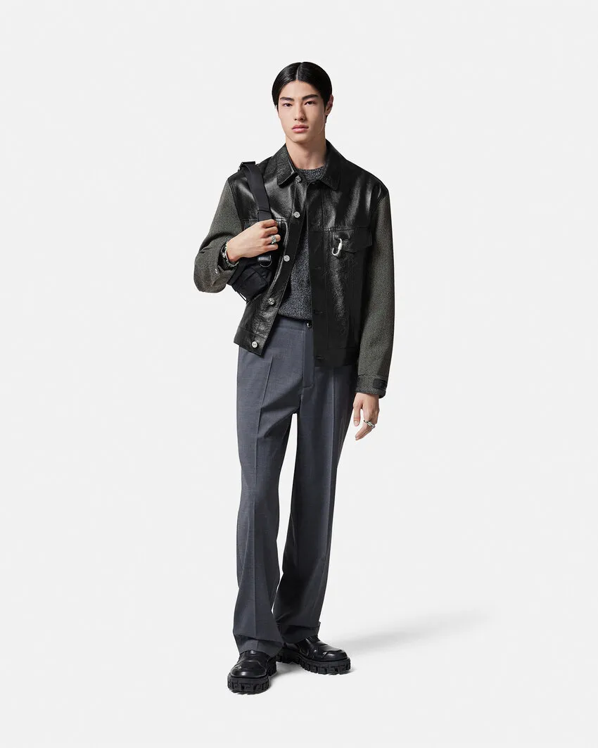 Logo-Patch Panelled Buttoned Jacket
