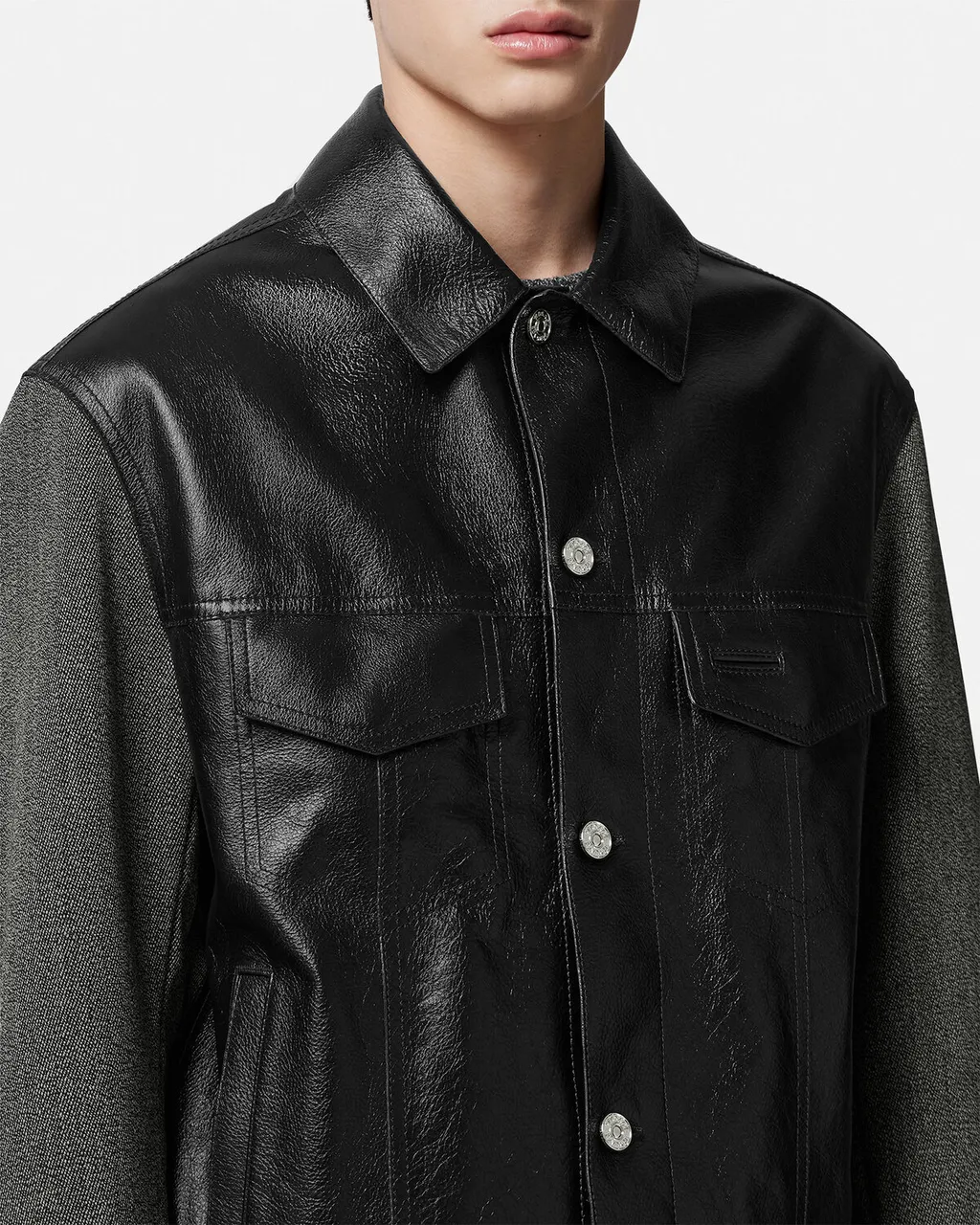 Logo-Patch Panelled Buttoned Jacket