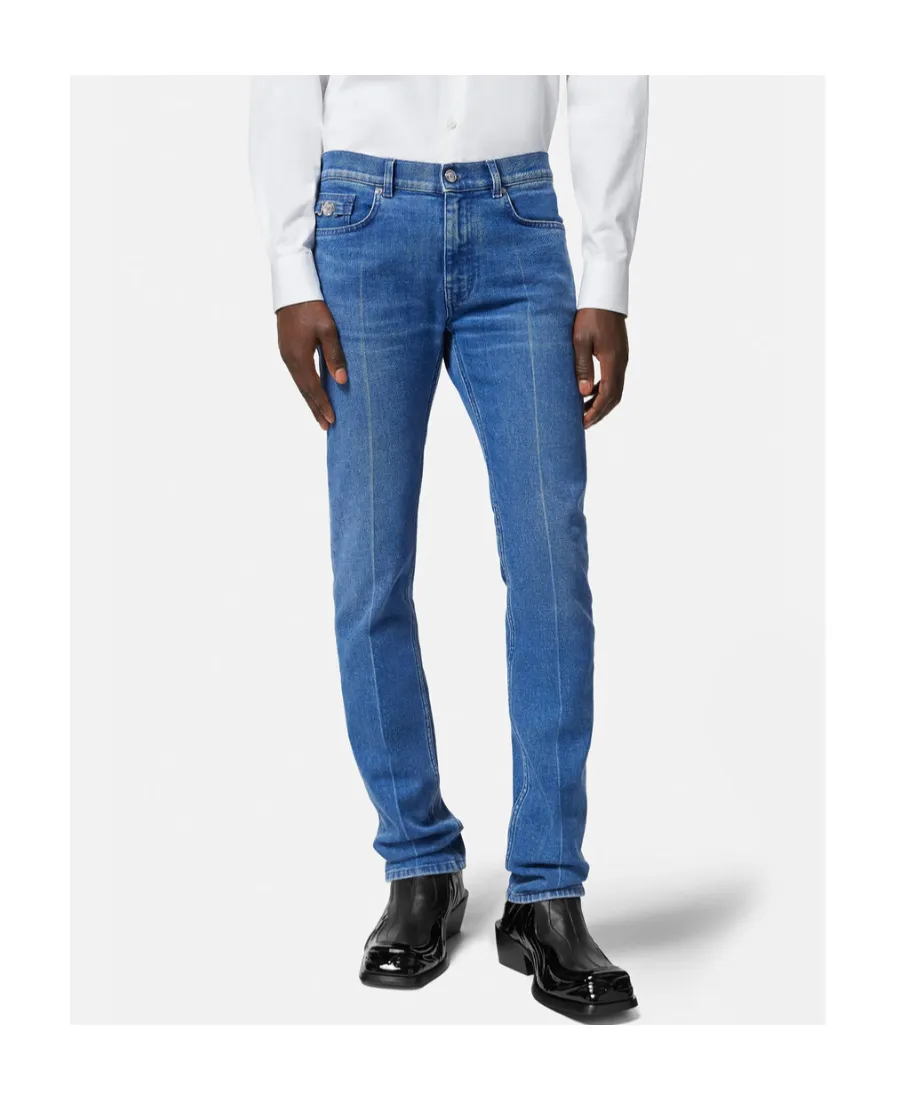 Logo-Patch Slim-Cut Denim Jeans