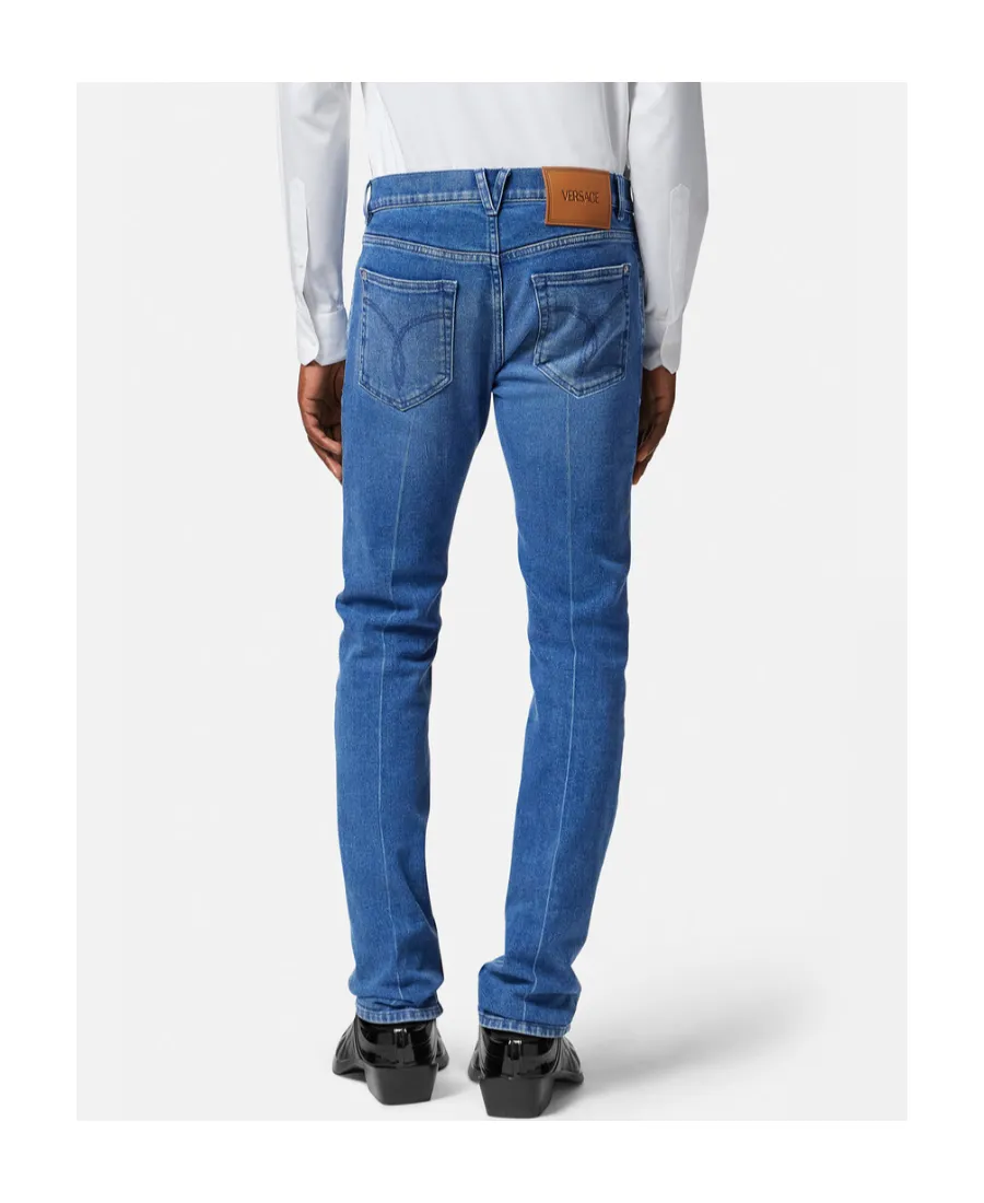 Logo-Patch Slim-Cut Denim Jeans