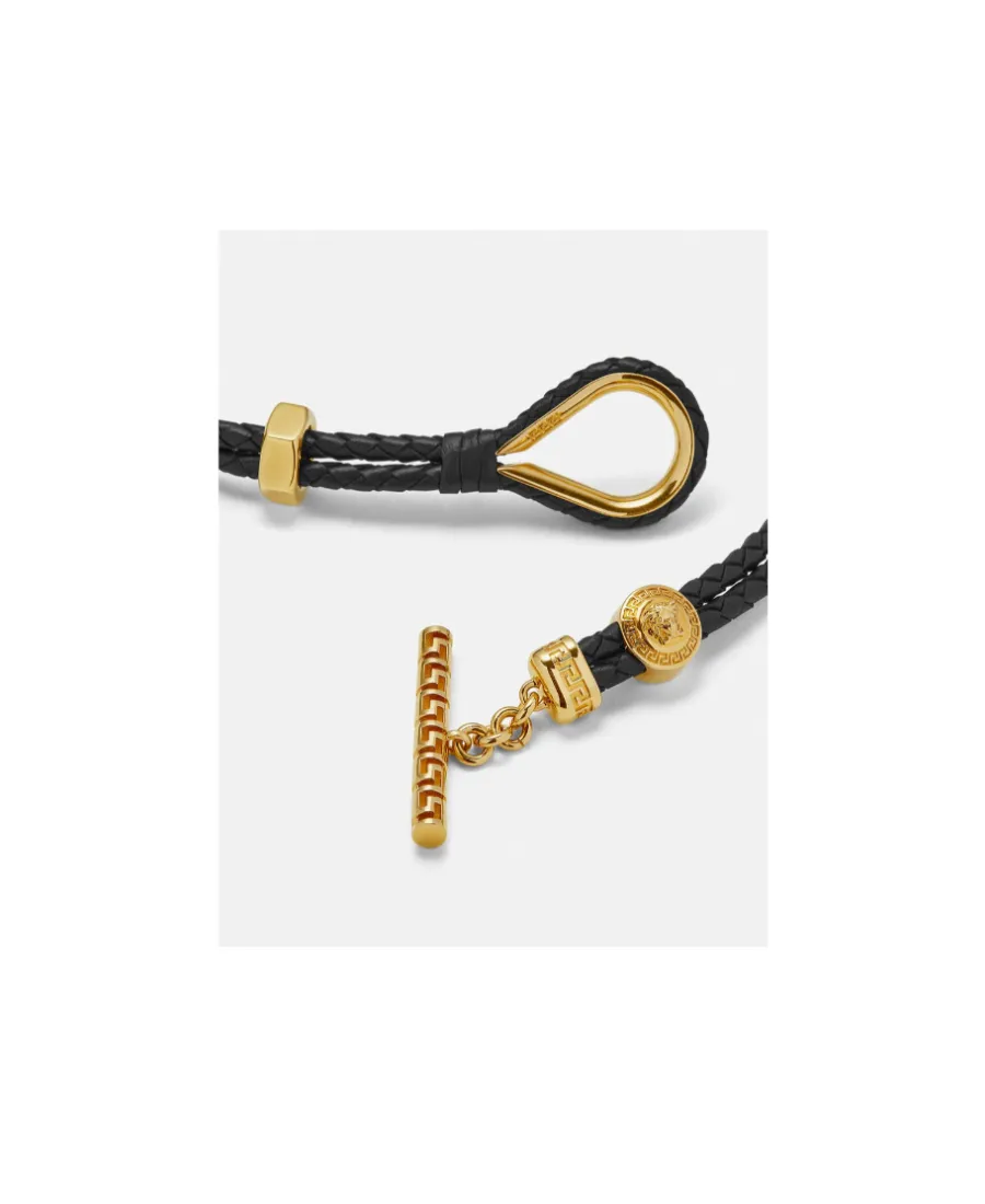 Greca Braided Leather Bracelet