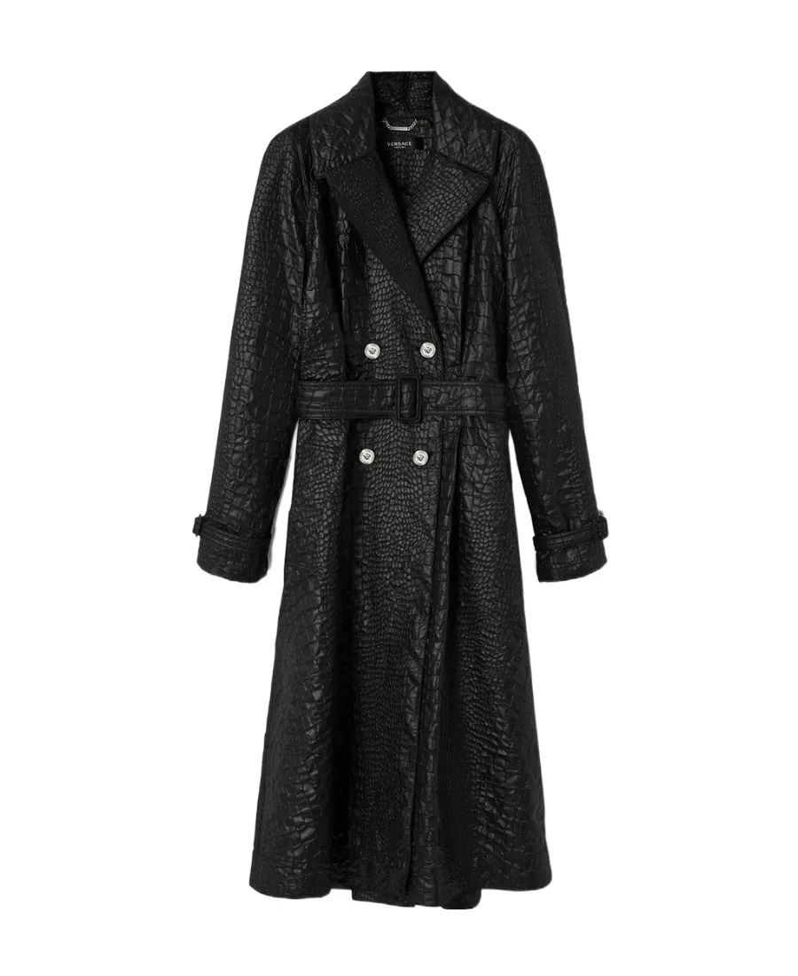 Embossed Belted Trench Coat