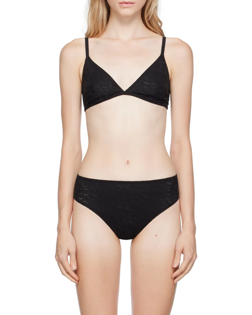 Allover Logo Mesh Stretched Triangle Bra