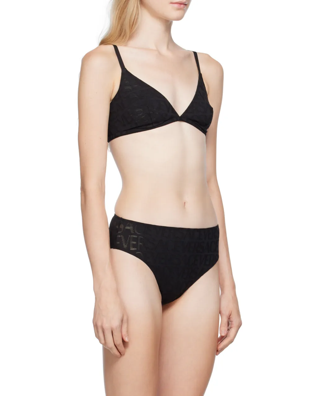 Allover Logo Mesh Stretched Triangle Bra