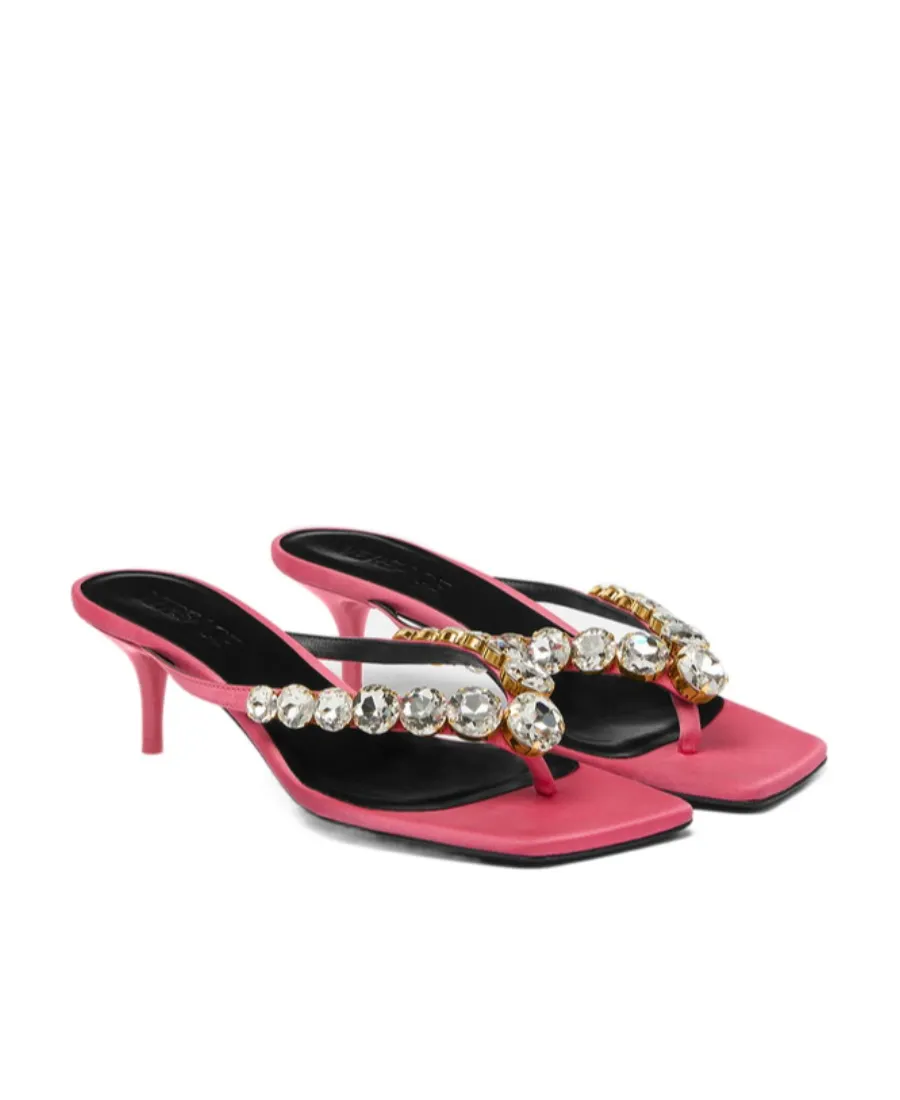 T-Belt Crystal High-Heeled Sandals