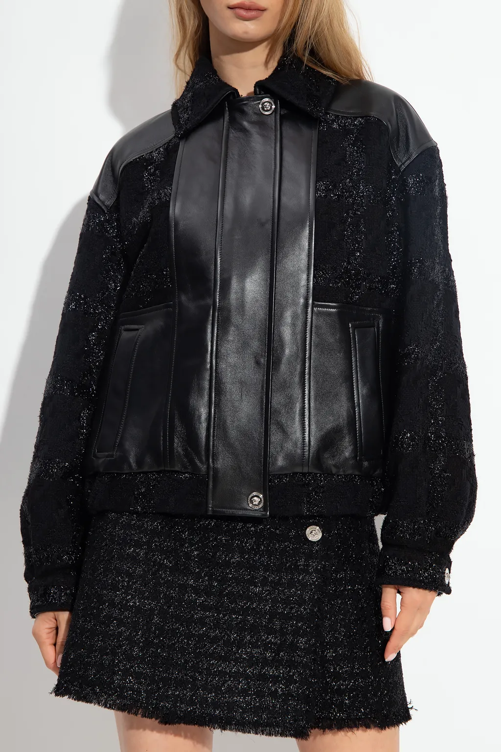 Long-Sleeved Leather Jacket