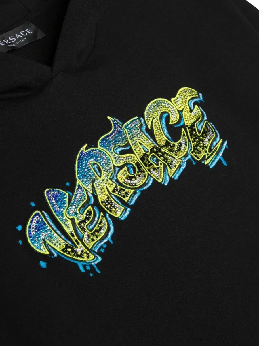 Logo Embellished Long Sleeved Hoodie
