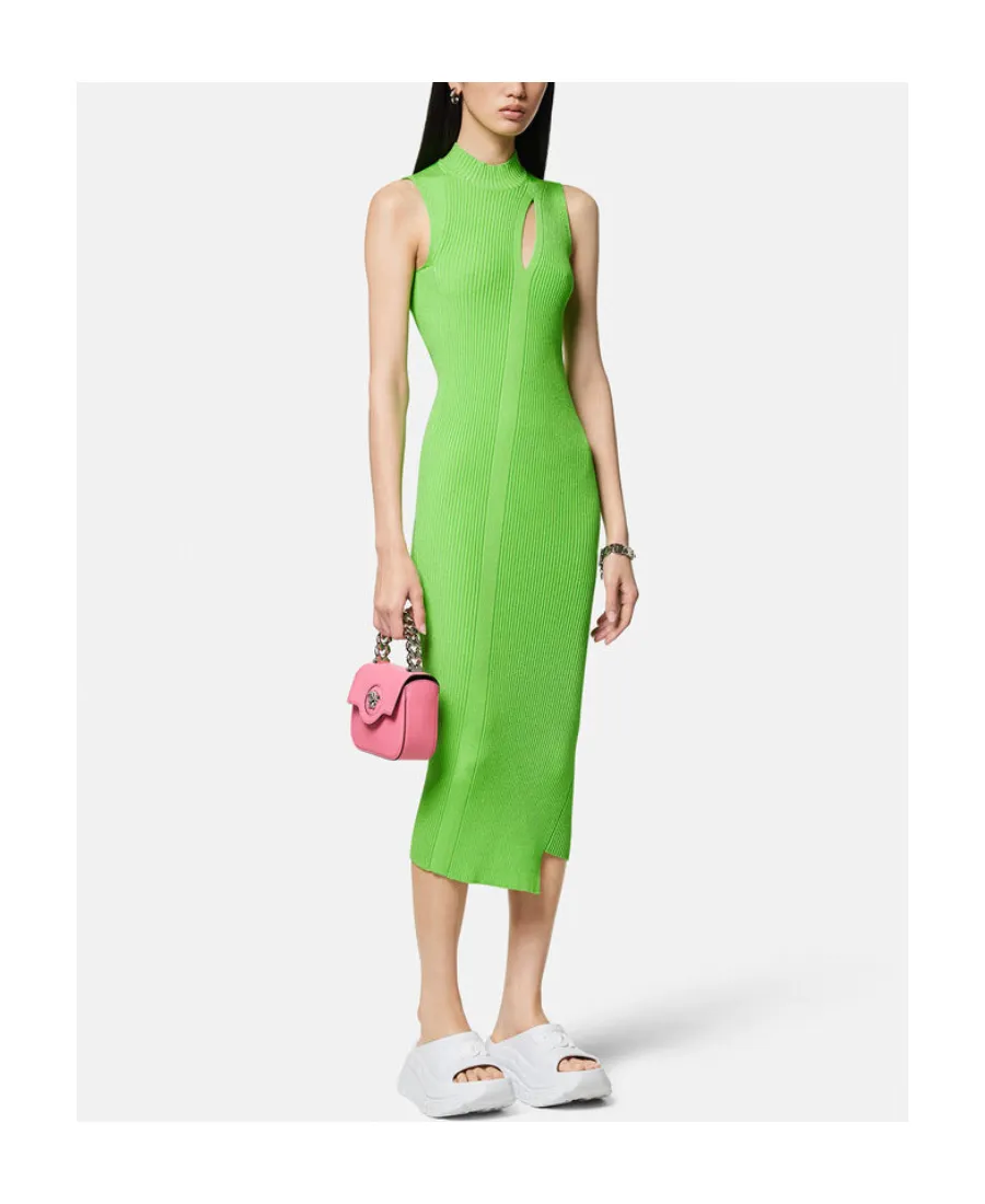 Cut-Out Detailed Sleeveless Knitted Midi Dress