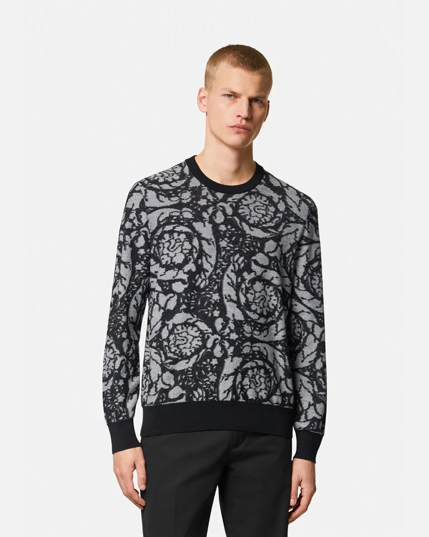Baroque Motif Crewneck Knitted Jumper