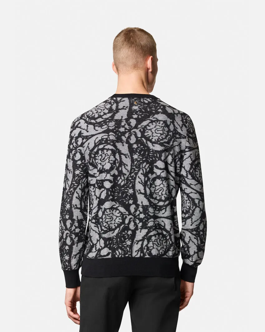 Baroque Motif Crewneck Knitted Jumper