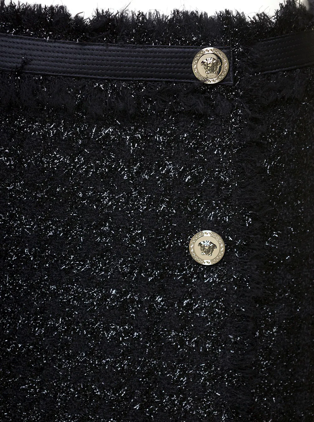 Frayed Hem Lurex Tweed Skirt