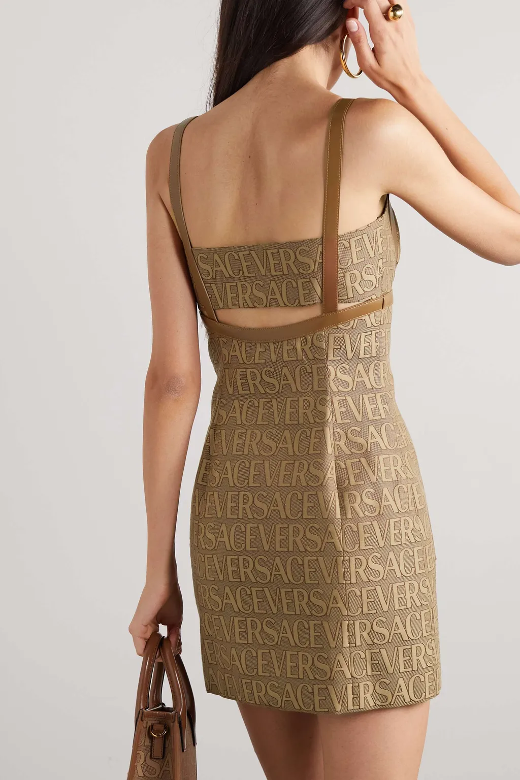 Cut-Out Jacquard Sleeveless Mini Dress