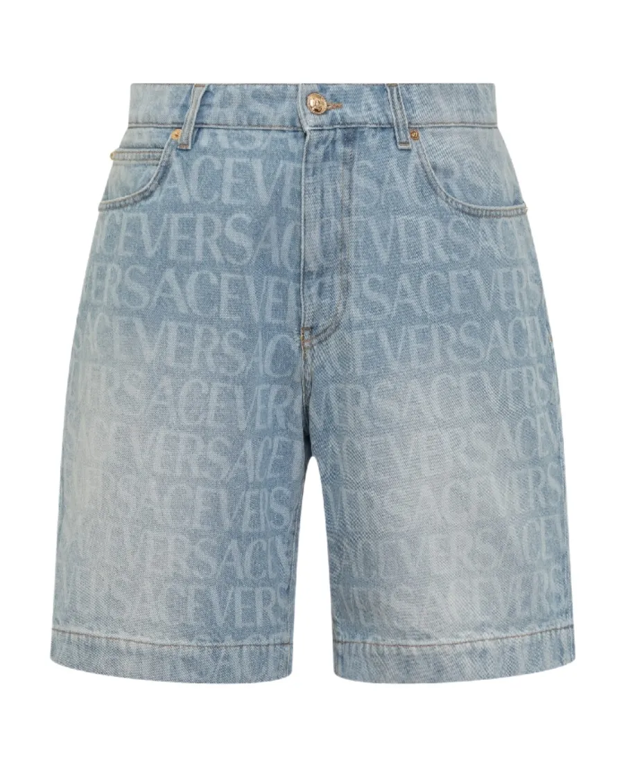 Logo Printed Denim Shorts
