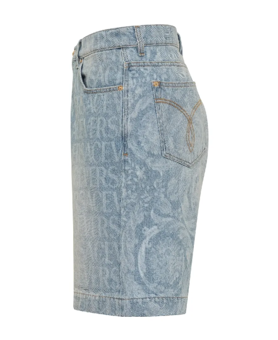 Logo Printed Denim Shorts
