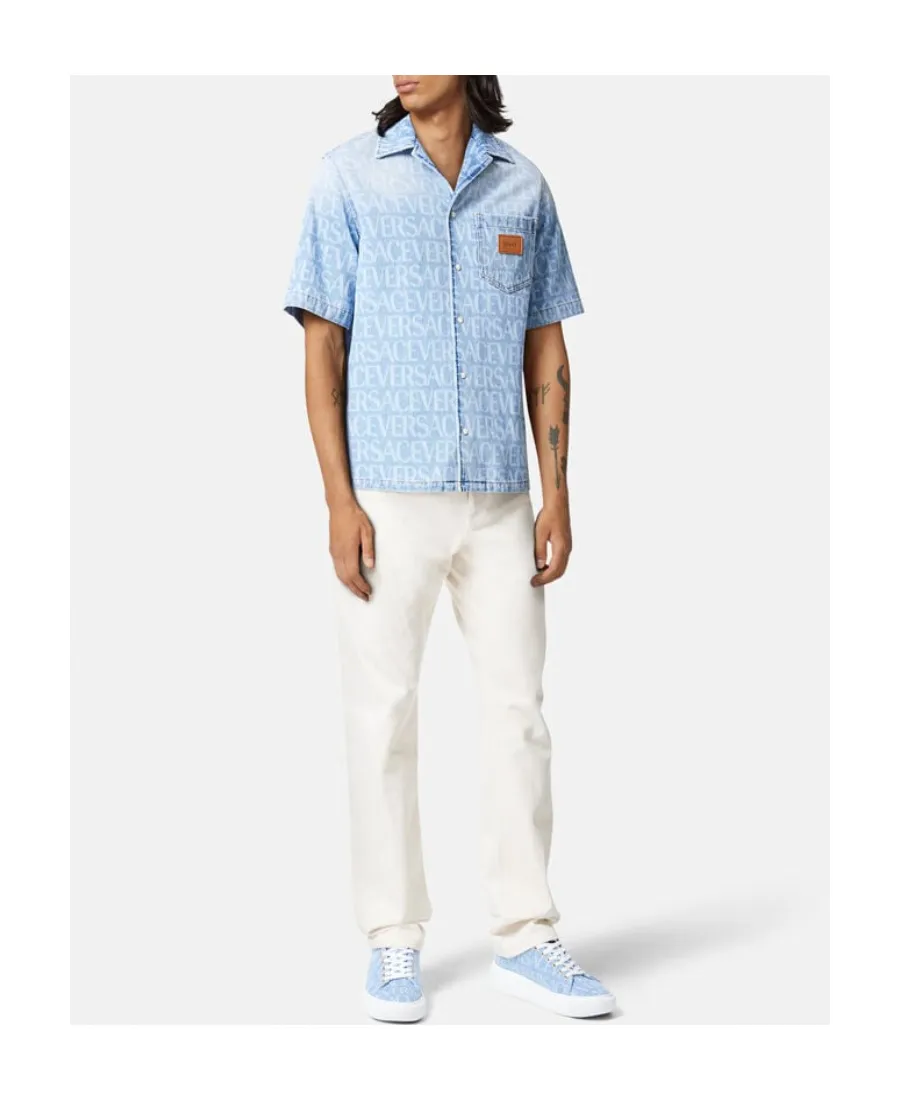 Short-Sleeved Denim Shirt