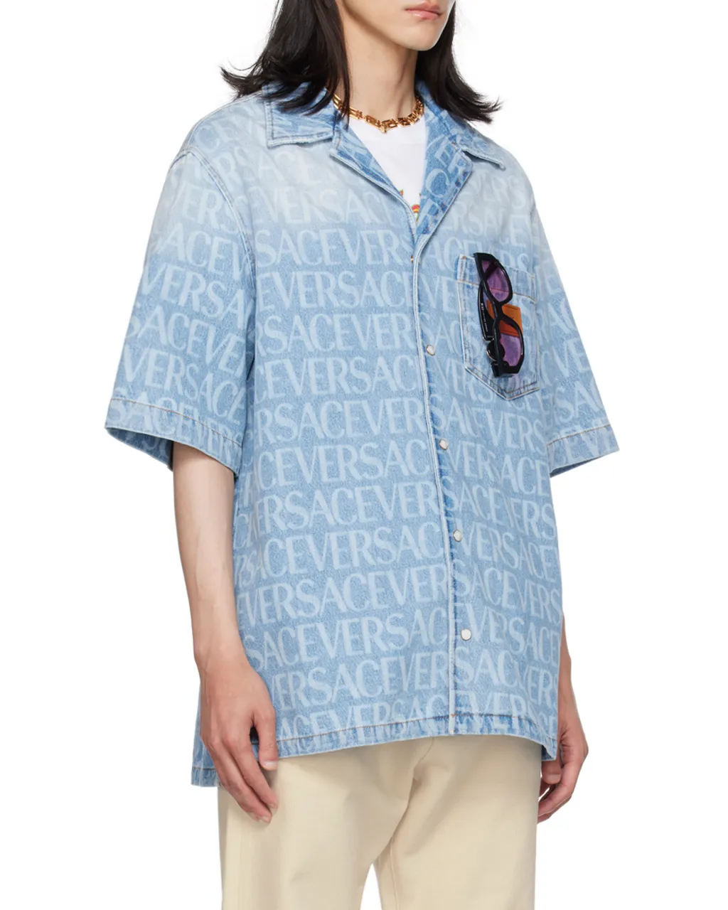 Short-Sleeved Denim Shirt