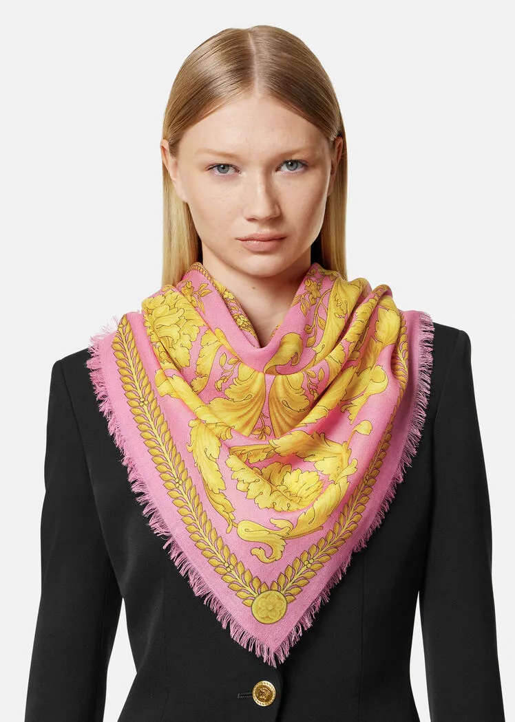 Barocco-Print Frayed Scarf