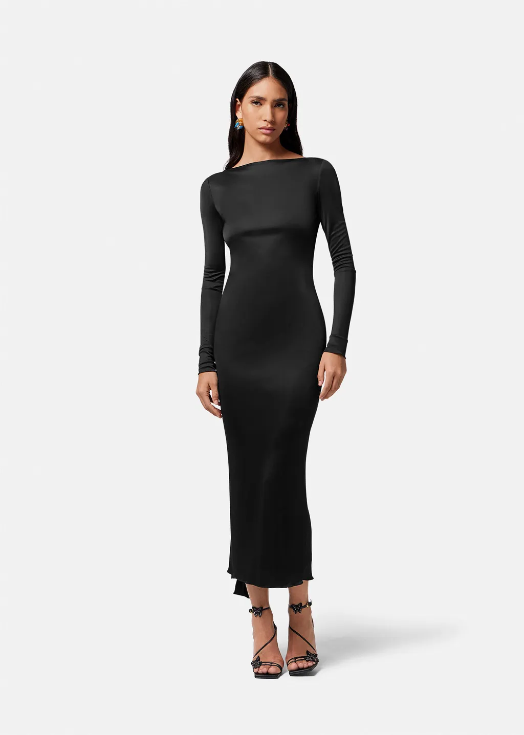 X Dua Lipa Knot-Detailed Long-Sleeved Dress