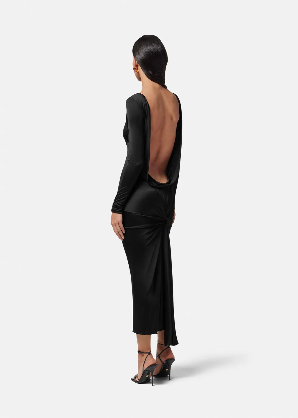X Dua Lipa Knot-Detailed Long-Sleeved Dress
