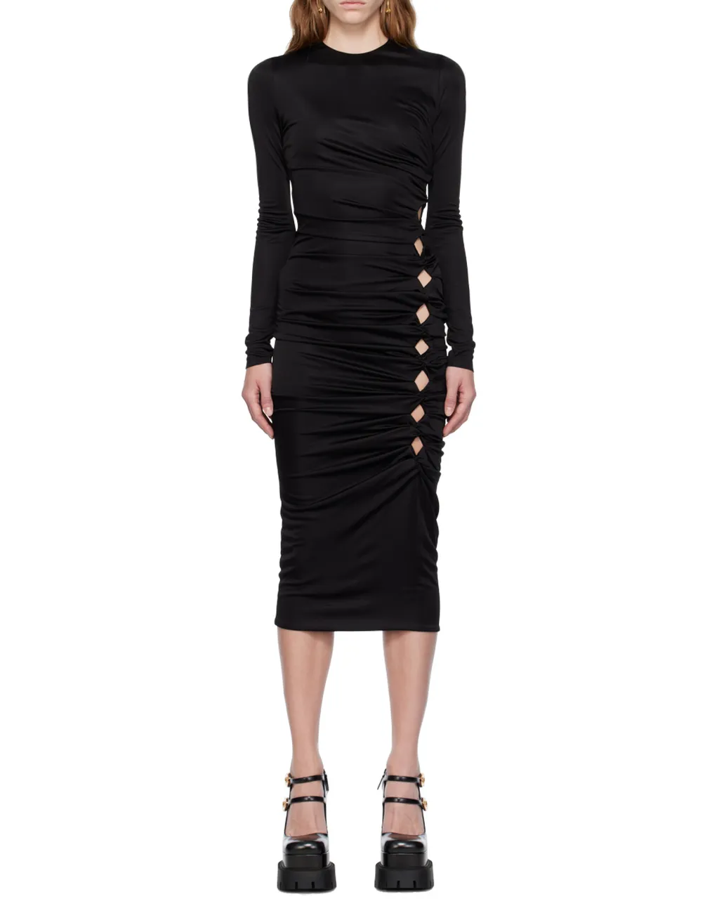 X Dua Lipa Cut Out Satin Midi Dress