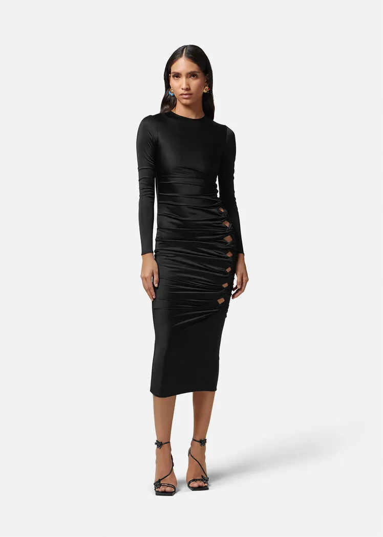 X Dua Lipa Cut Out Satin Midi Dress