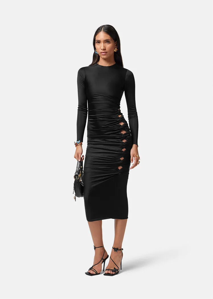 X Dua Lipa Cut Out Satin Midi Dress