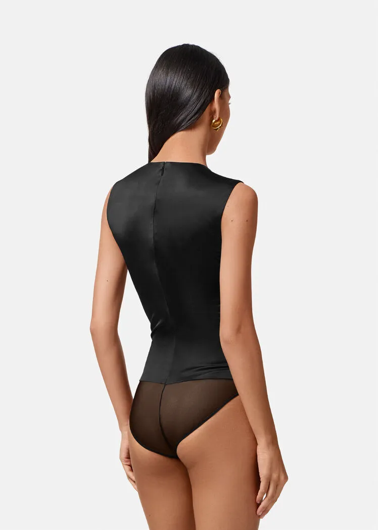 Knotted V-Neck Sleeveless Bodysuit