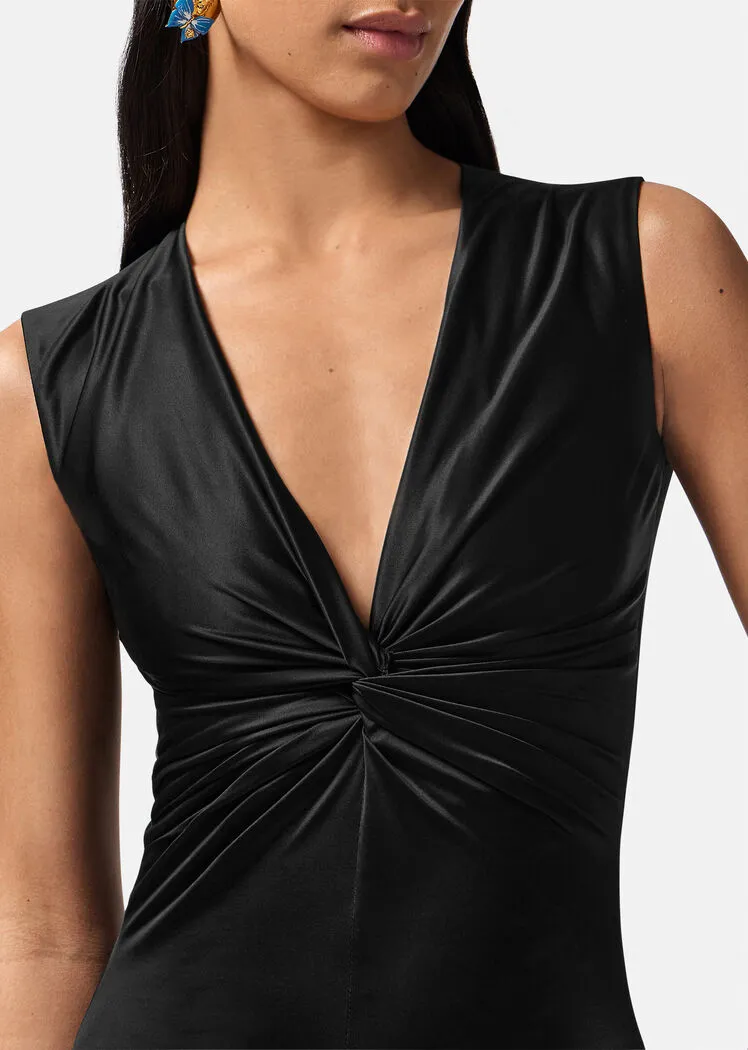 Knotted V-Neck Sleeveless Bodysuit