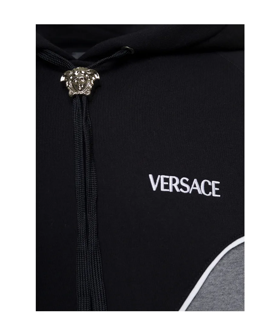 Logo Embroidered Medusa Drawstring Hoodie