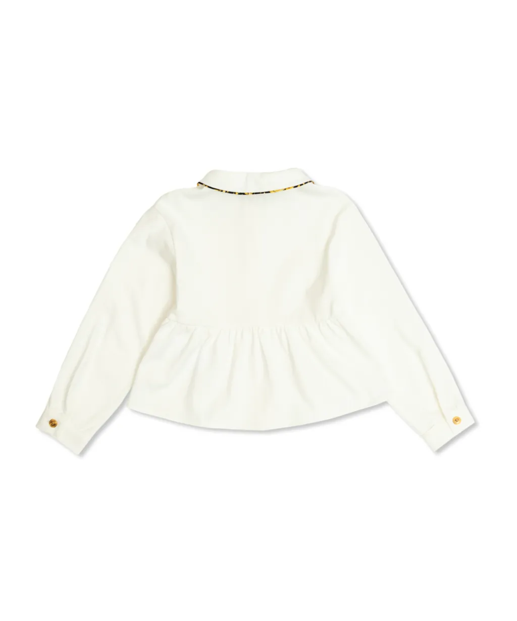 Long Sleeved Collar Ruffled Shirt