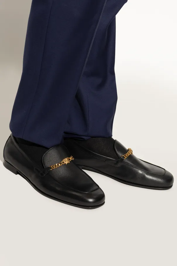 Medusa Chain Detailed Slip-On Loafers